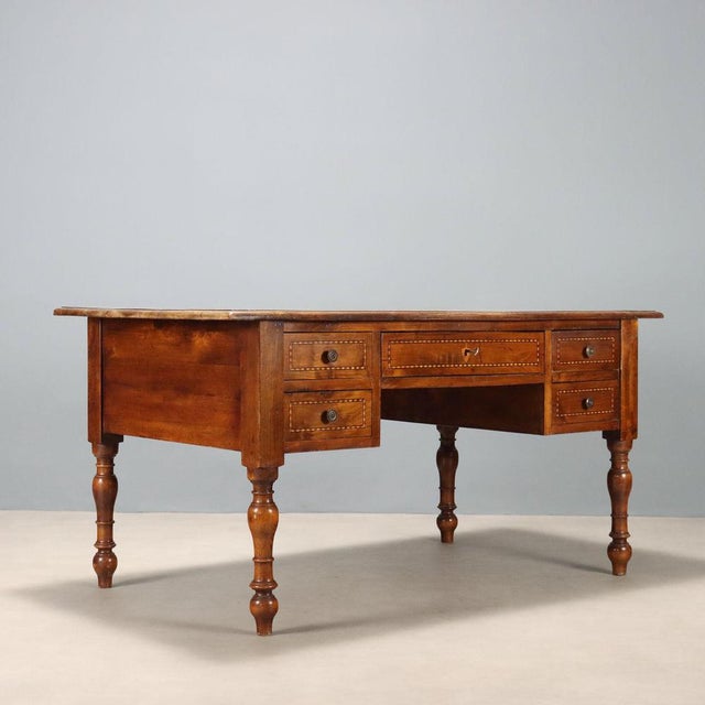 Italian Writing Desk in Walnut For Sale - Image 9 of 11