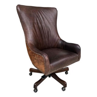 Hooker Furniture Executive Swivel Tilt Chair With Leather and Cowhide For Sale