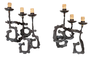 Brutalist Wrought Iron Wall Lamps, 1960s, Set of 2