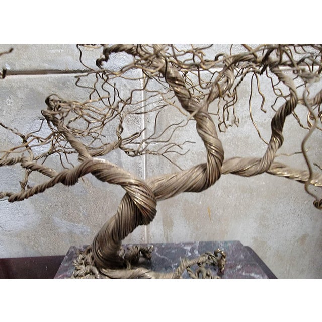 Mid-Century Modern Wire Tree Sculpture on Marble Base, Artist Signed For Sale - Image 3 of 14