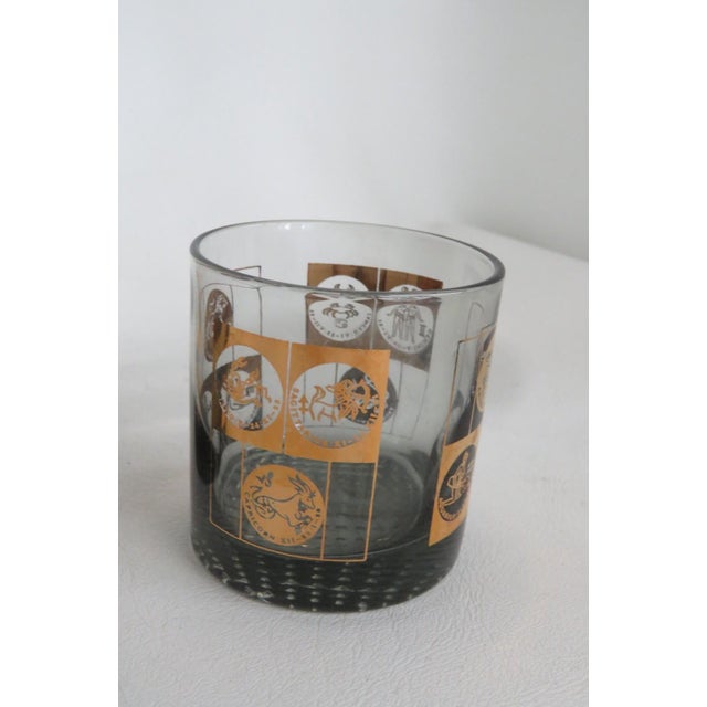 Black Coins of the World Lowball Bar Glass Set 6pc Black With 22k Gold Design 4920b For Sale - Image 8 of 13