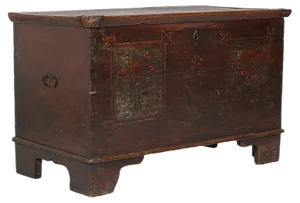 Antique Hand-Painted Tyrolean Solid Larch Chest, 1600s