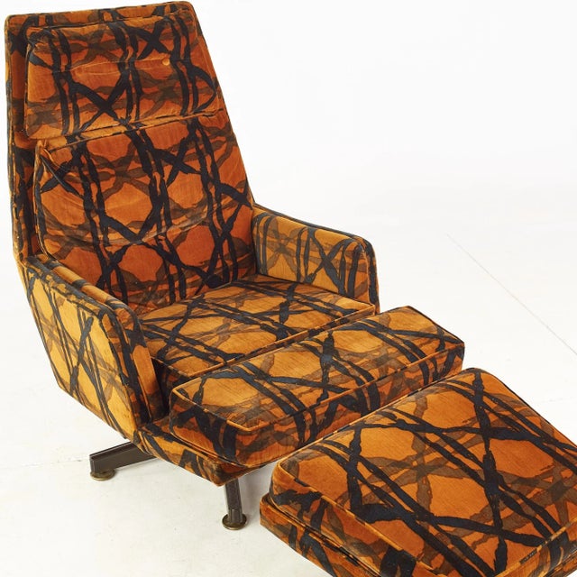 Edward Wormley for Dunbar Mid Century Lounge Chair and Ottoman With Jack Lenor Larsen Fabric For Sale - Image 12 of 13
