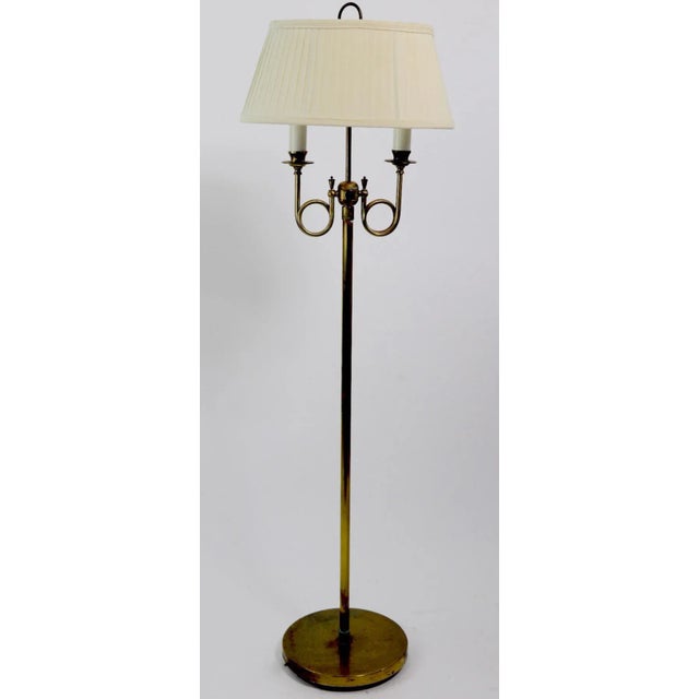 Decorative Formal Style Brass 2-Light Floor Lamp For Sale - Image 9 of 12