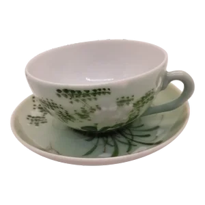 Vintage Asian Porcelain Tea Cup and Saucer Set- 2 Pieces