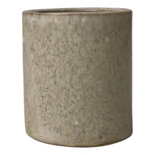 Cylindrical Stoneware Vase with Beige Glaze by Arne Bang, 1930s For Sale