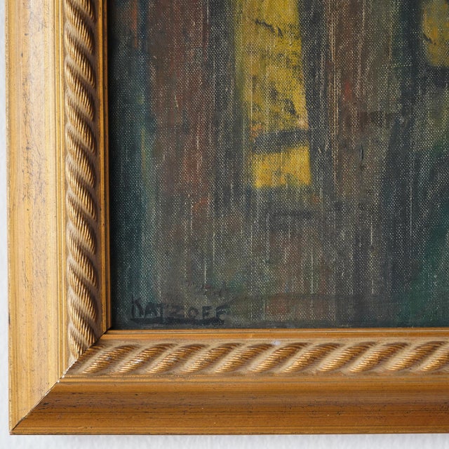 Green Signed Katzoff Mid 20th Century Abstract Framed Painting For Sale - Image 8 of 11
