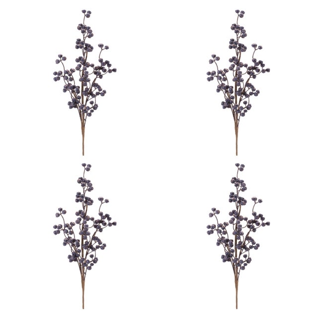 Rustic Blue Berry Branch (Set of 4) For Sale - Image 3 of 3