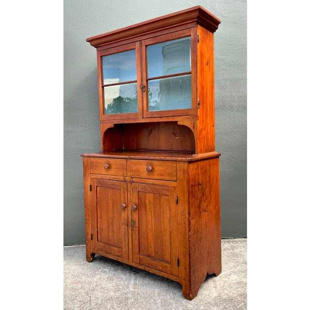 Brown Vintage Primitive Pine Hutch For Sale - Image 8 of 12