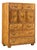 Henredon Campaign Mid Century Oak and Brass Highboy Dresser Armoire For Sale