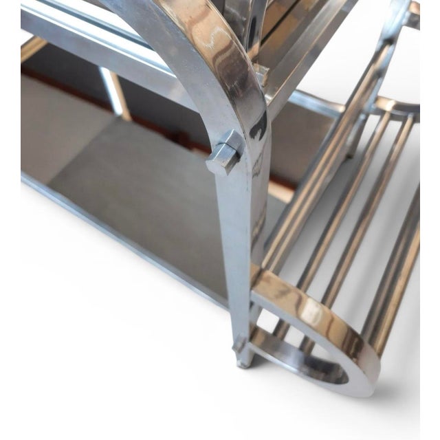 Art Deco French Drinks Trolley with Mirrored Glass & Removable Tray, 1930s, Set of 2 For Sale - Image 6 of 9