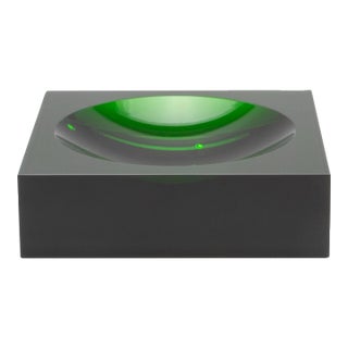 Green Crystal Convex Bowl by Ka Glass For Sale