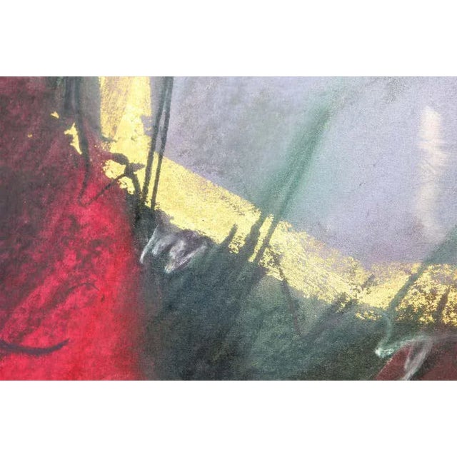 1990s 1990s "Cranberry Bog" Purple, Red, Black, and Gold Abstract Mixed Media Drawing For Sale - Image 5 of 7