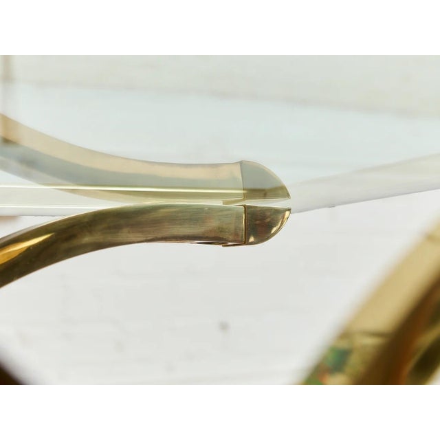 Mid 20th Century Estate Size Polished Brass Cocktail Coffee Table Styled After La Barge Hollywood Regency For Sale - Image 9 of 12