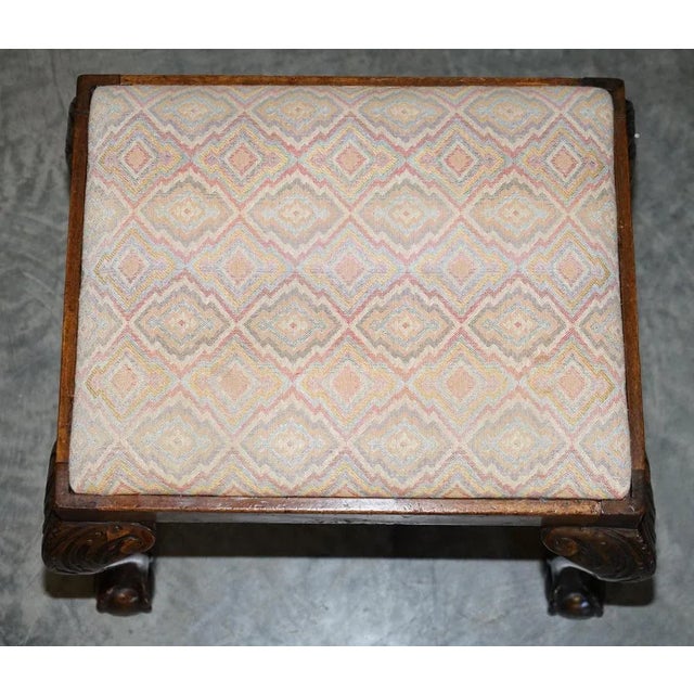 18th Century Georgian Claw & Ball Carved Walnut Stool, 1780s For Sale - Image 4 of 15