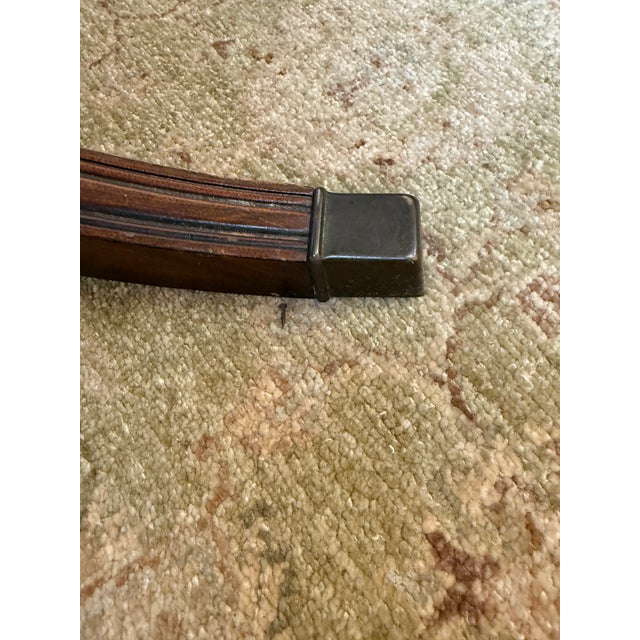 Brown Vintage Brandt Furniture Duncan Phyfe Styled Tooled Leather Drum Table For Sale - Image 8 of 12