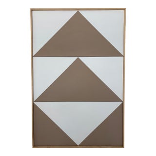 Abstract Contemporary Geometric Hard Edge Triptych Painting, Wood Framed, Signed Lee Fine For Sale