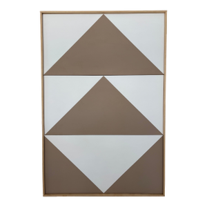 Abstract Contemporary Geometric Hard Edge Triptych Painting, Wood Framed, Signed Lee Fine