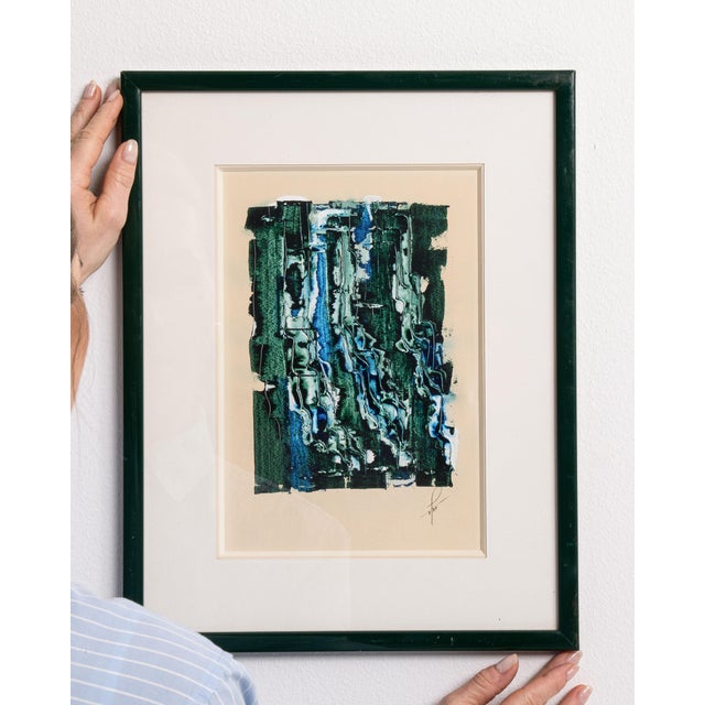 Mid 20th Century Mid 20th Century Denmark Teal Wood Print For Sale - Image 5 of 15