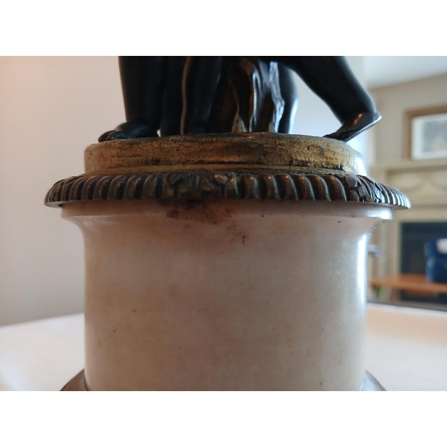 Antique Brass, Bronze, and Marble Cherub Bouillotte Lamp For Sale - Image 9 of 18