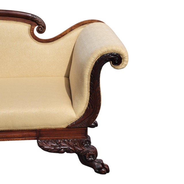19th-Century American Federal Mahogany Sofa, Newly Upholstered For Sale - Image 15 of 18