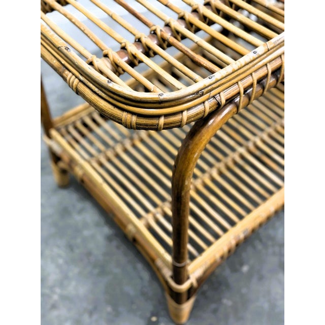 Vintage Italian Rattan Bar Cart with Bottle Holder, 1970s For Sale - Image 4 of 13