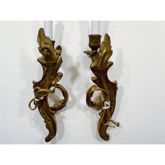 Art Deco 1930s Art Deco French Candle Lights Bronze Wall Sconces - A Pair For Sale - Image 3 of 6