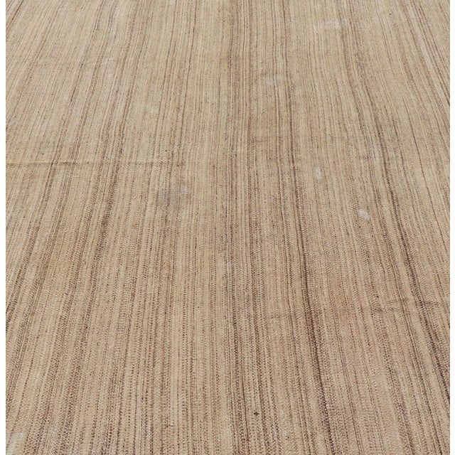 Textile Vintage Hand-Woven Turkish Kilim in Wool With Striped Design in Earthy Tones For Sale - Image 7 of 13