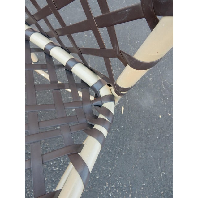1980s Brown Jordan Tamiami Aluminum & Vinyl Strap Patio Chairs & Ottomans For Sale - Image 5 of 7