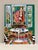 A bold and vibrant painting of an interior, paying homage to Henri Matisse's painting "Helene" circa 1937. The Eiffel...