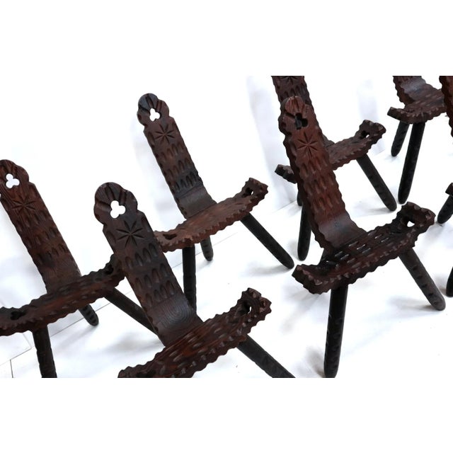 Brown Spanish Brutalist Wooden Chair, 1960s For Sale - Image 8 of 9