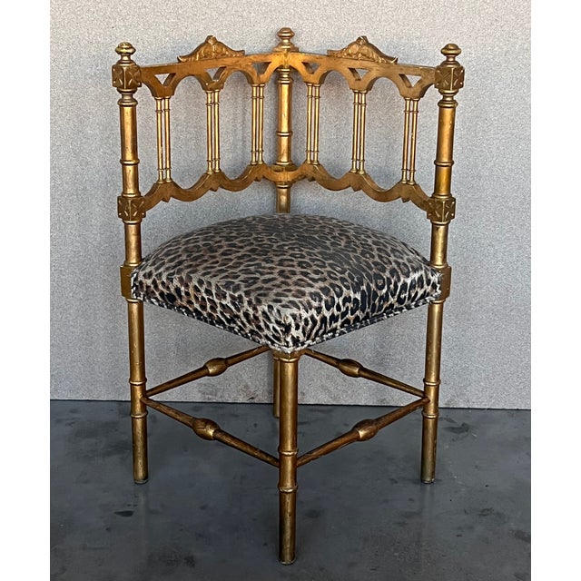 French Provincial Pair of French Provincial Gilded Wood Corner Chairs, Circa 1900 For Sale - Image 3 of 13