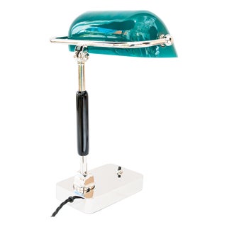 Art Deco Bauhaus Nickel Table Lamp with Glass Shade, Germany, 1920s For Sale