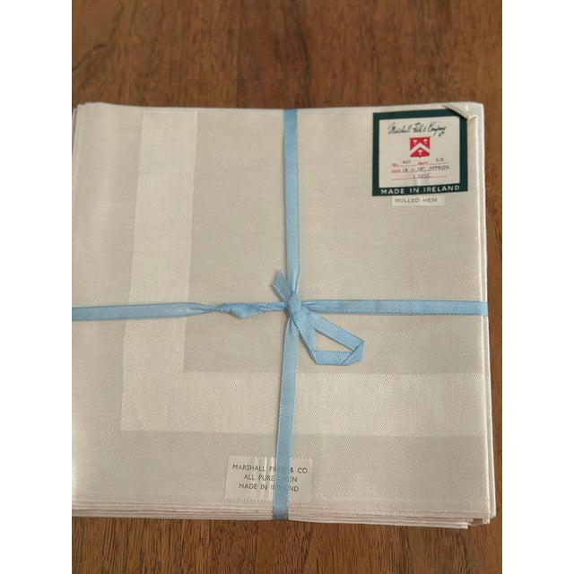 Traditional Vintage Marshall Fields Irish Linen Dinner Napkins, 18" Set of 11, Unused For Sale - Image 3 of 9