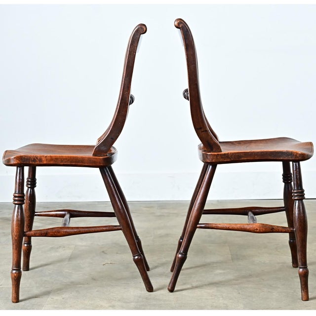 English Pair of 19th Century Yew & Elm Windsor Side Chairs For Sale - Image 9 of 11