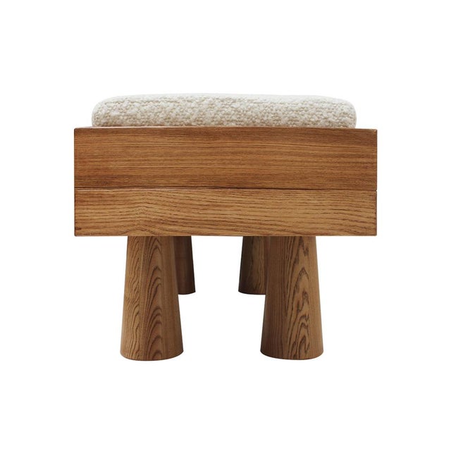 Wood Vintage Brutalist Bench in Oak and Wool Bouclé, Italy, 1999 For Sale - Image 7 of 9