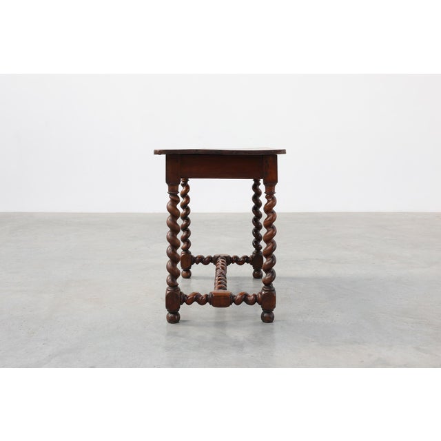 French Barley Twist Walnut Side Table with Drawer, 1880 For Sale - Image 13 of 18