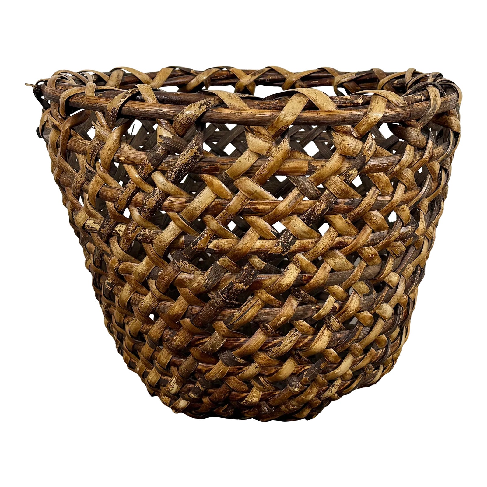 Vintage Extra Large Woven Rattan Basket | Chairish