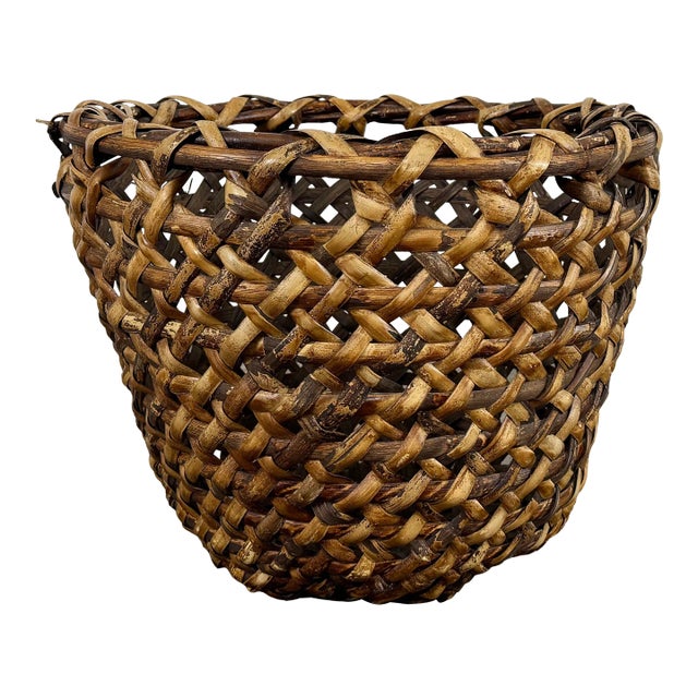 Vintage Extra Large Woven Rattan Basket For Sale