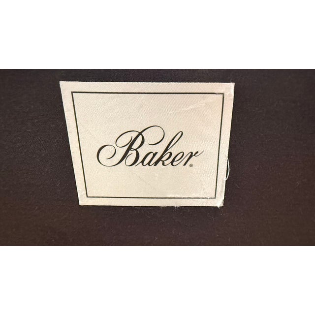 Pair of Baker Furniture Upholstered Barrel Back Lounge Chairs With Oval Medallion Backs For Sale - Image 13 of 15