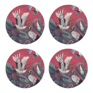 Summer Palace Primula, 16" Round Pebble Placemats, Set of 4 For Sale