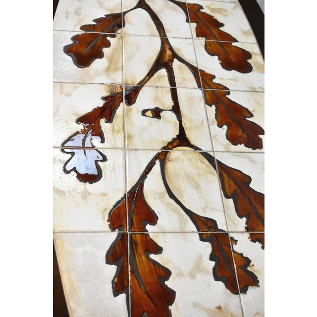 French Coffee Table with Tiled Signed Top, 1970s For Sale - Image 14 of 16