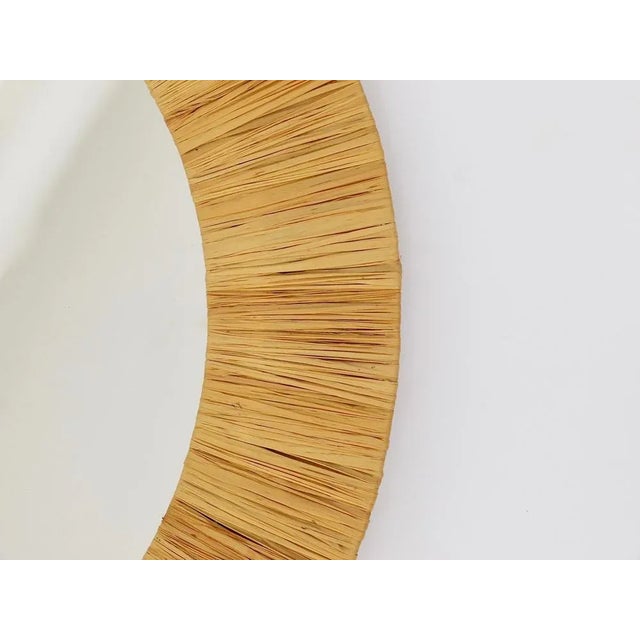 1950s Mid-Century Round Wall Mirror with Raffia Bast Frame, France, 1950s For Sale - Image 5 of 11