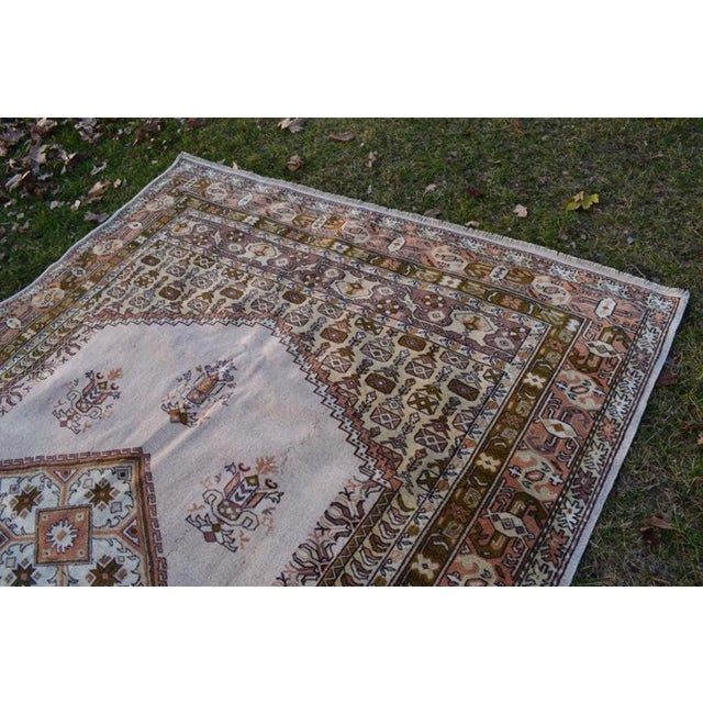 Farmhouse Kitchen Vintage Mid Century Turkish Oushak Rug 6.7 X 9.3 Ft. For Sale - Image 4 of 9