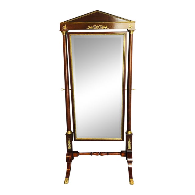 Empire Cheval Floor Full Length Mirror With Bronze Mounts 19th