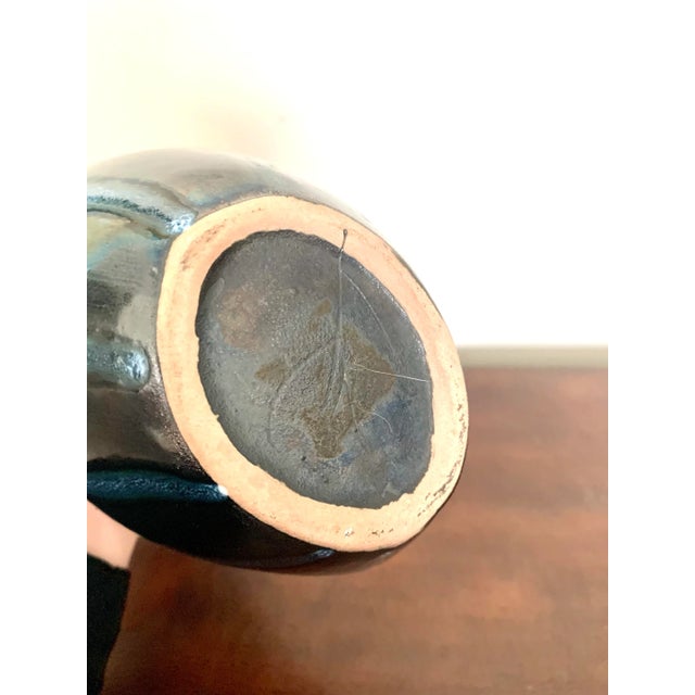 1960s 1960s Mid Century Modern European Studio Blue Striped Vase For Sale - Image 5 of 6