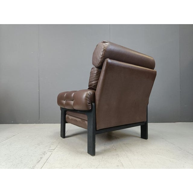 Wood Set of Leather Armchairs, Denmark, 1960s For Sale - Image 7 of 15