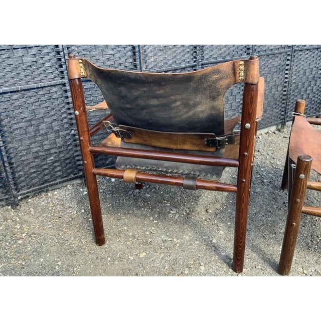 Set of Vintage Hungarian Safari Chair and Ottoman by Arne Norell, 1970 For Sale - Image 9 of 13