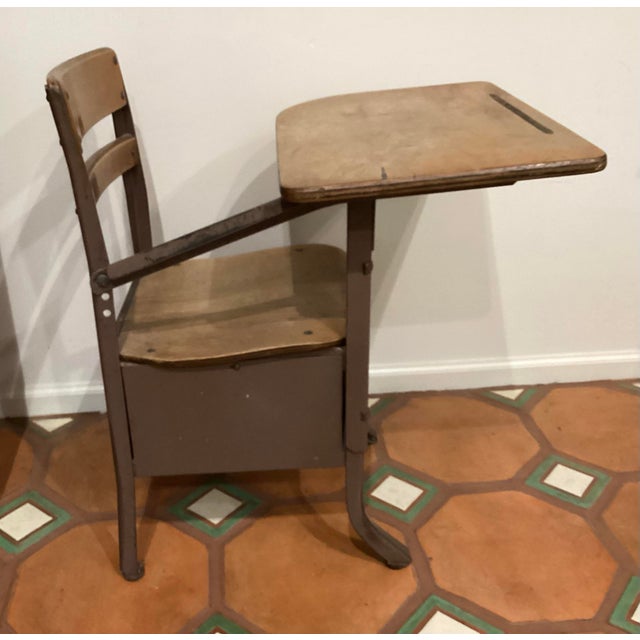 Vintage Student Chair W Attached Desk For Sale - Image 4 of 10