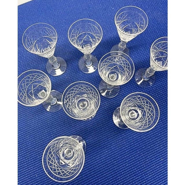 1920s Liqueur Stem Glasses by Sterling Crystal, Pineapple, Set of 10 For Sale In West Palm - Image 6 of 8